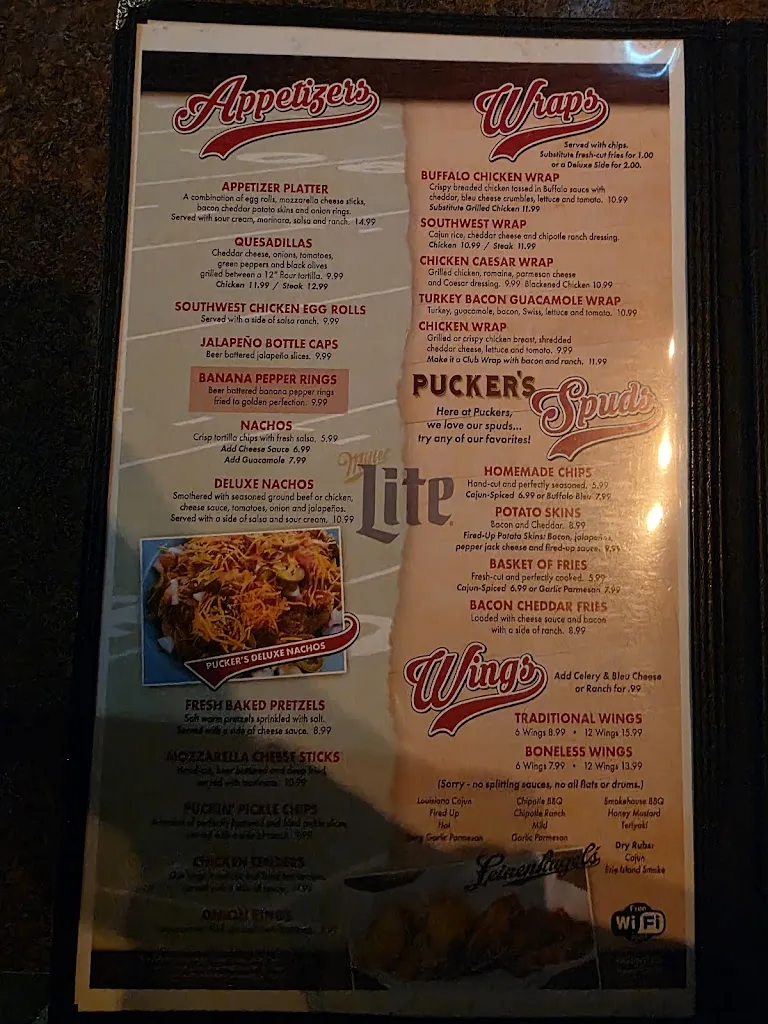 Menu_Puckers Sports Pub & Grille_North Canton, OH_image_old_2