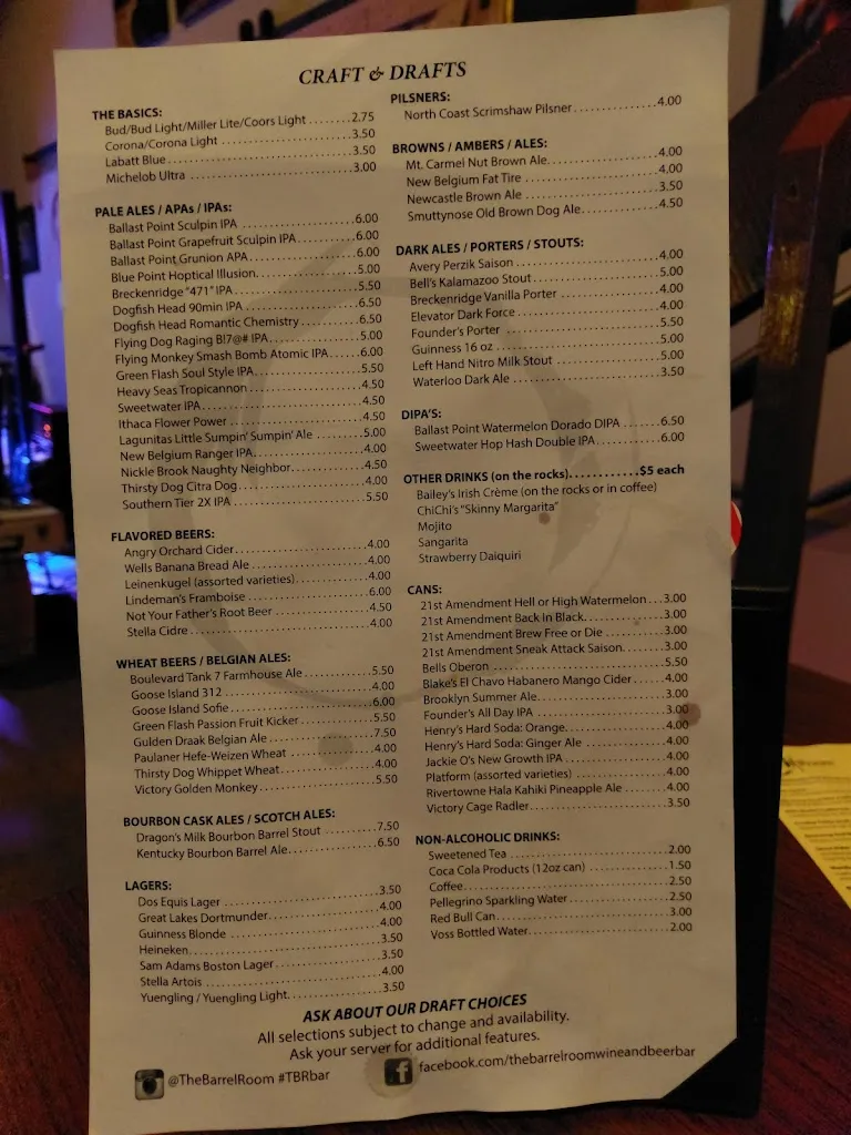 Menu_The Barrel Room_North Canton, OH_image_old_1