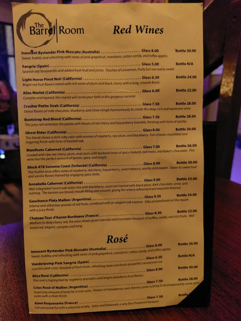 Menu_The Barrel Room_North Canton, OH_image_old_2
