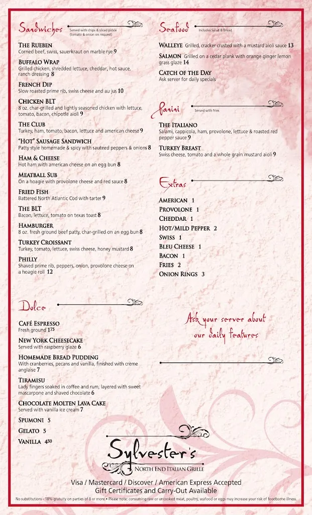 Menu_Sylvester's North End Grille_North Canton, OH_image_old_2