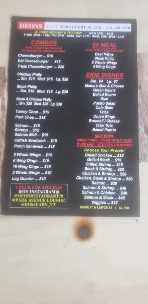 Menu_Deon's Restaurant_Cleveland, OH_image_old_2