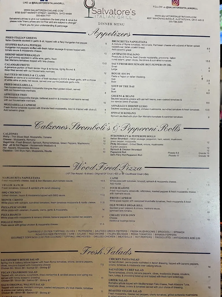 Menu_Salvatore's Italian Grill_Warren, OH_image_old_3