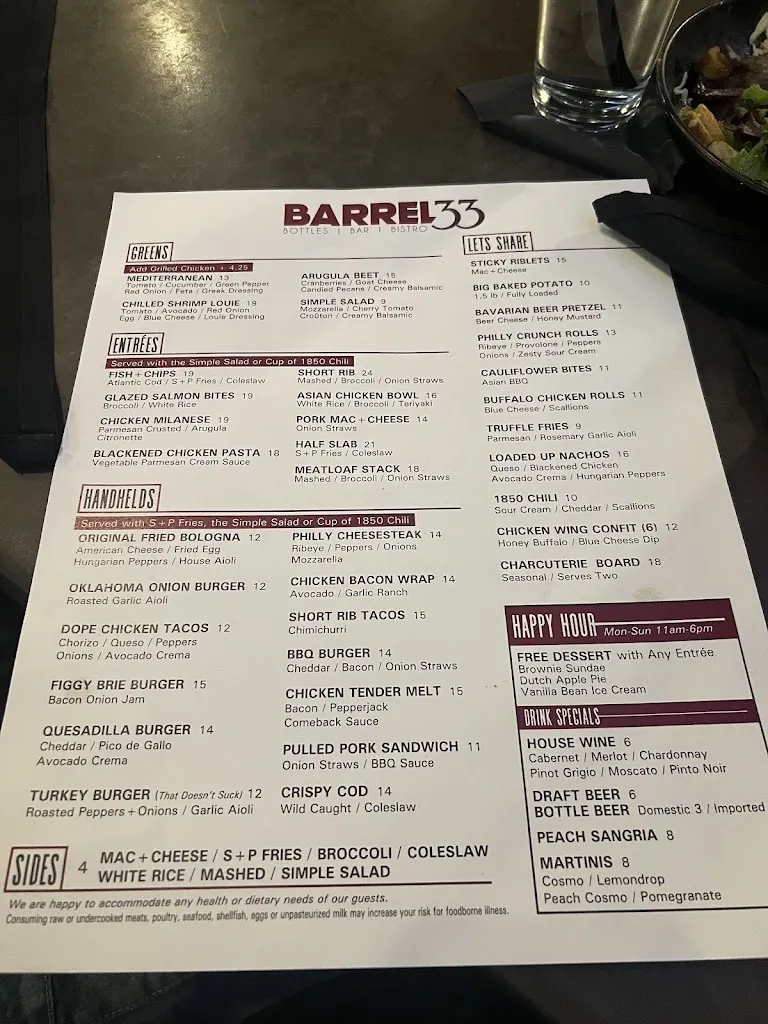 Menu_Barrel 33_Warren, OH_image_old_3