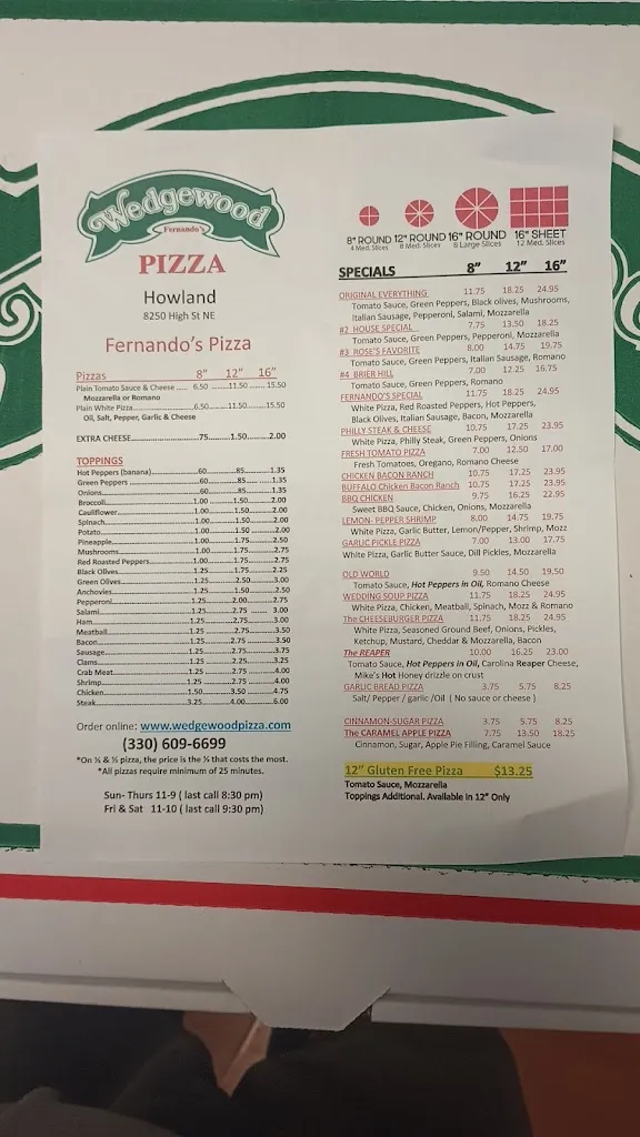 Menu_Wedgewood Fernando's Pizza_Warren, OH_image_old_1