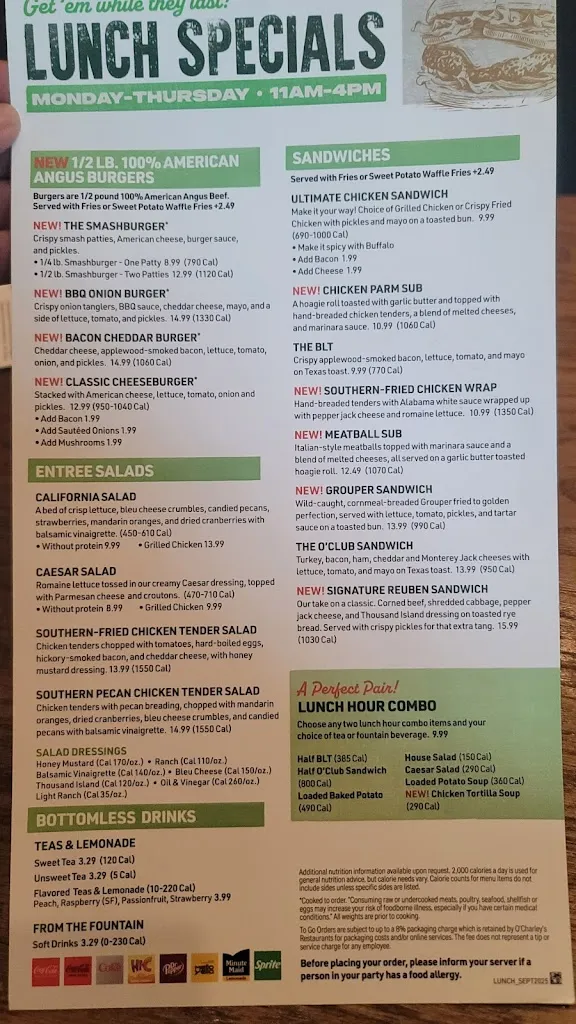 Menu_O'Charley's Restaurant & Bar_Middletown, OH_image_old_1