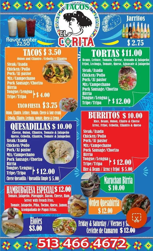 Menu_TACOS EL CORITA_Franklin, OH_image_old_1
