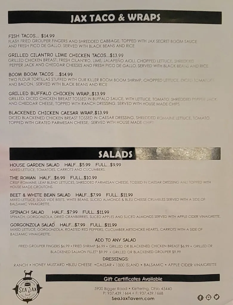 Menu_Sea Jax Tavern_Kettering, OH_image_old_3