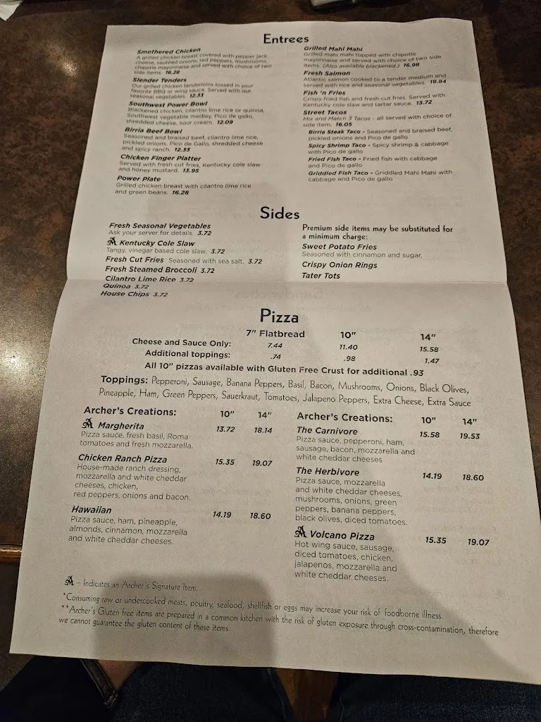 Menu_Archers Tavern Kettering_Kettering, OH_image_old_1