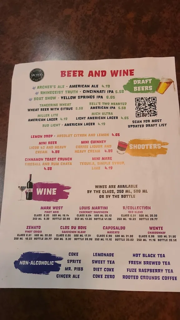 Menu_Archers Tavern Kettering_Kettering, OH_image_old_2