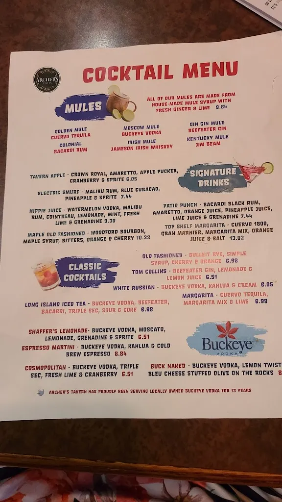 Menu_Archers Tavern Kettering_Kettering, OH_image_old_3