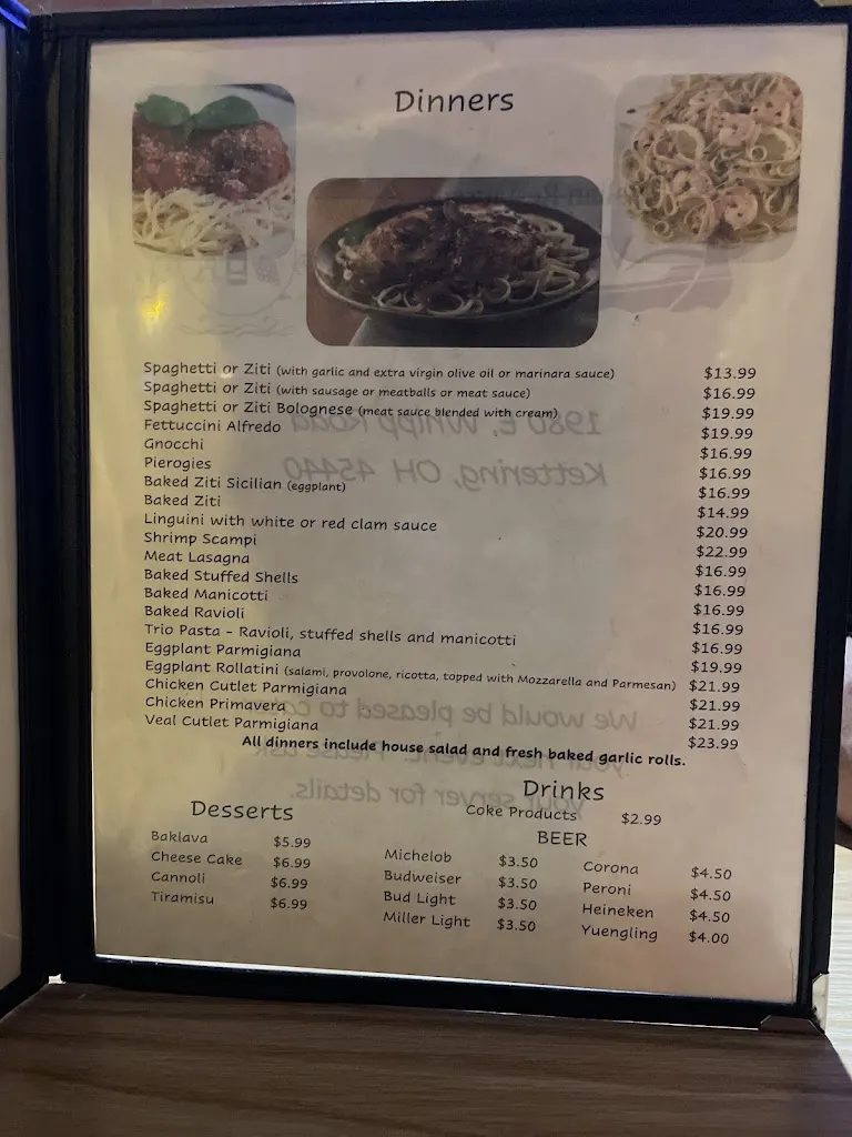 Menu_Venecia Italian Restaurant_Kettering, OH_image_old_2