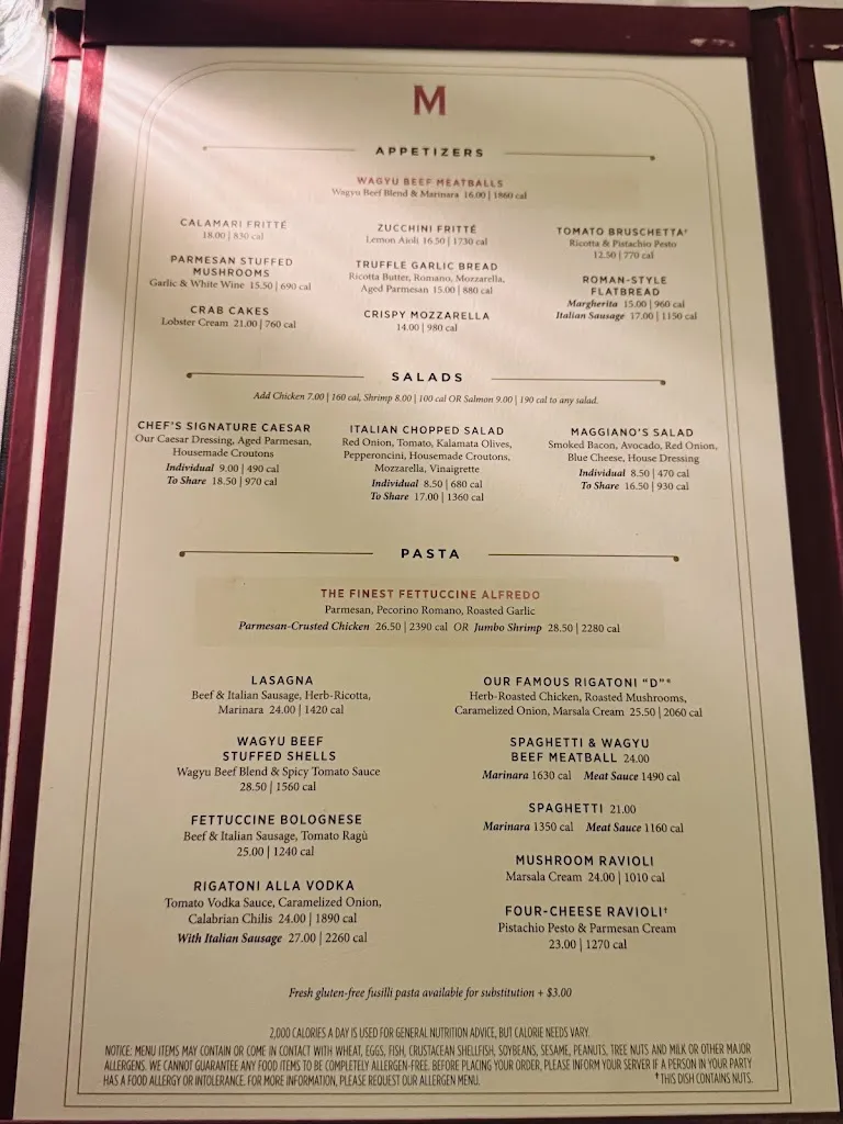 Menu_Maggiano's Little Italy_Cincinnati, OH_image_old_2