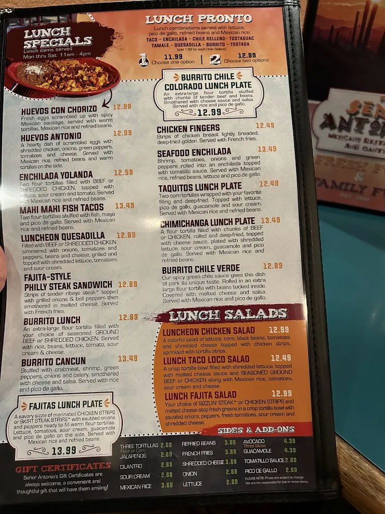 Menu_Señor Antonio's_Lewis Center, OH_image_old_1