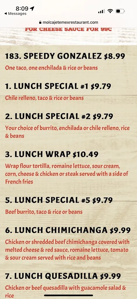 Menu_El Molcajete Mexican Restaurant & Bar_Lewis Center, OH_image_old_1