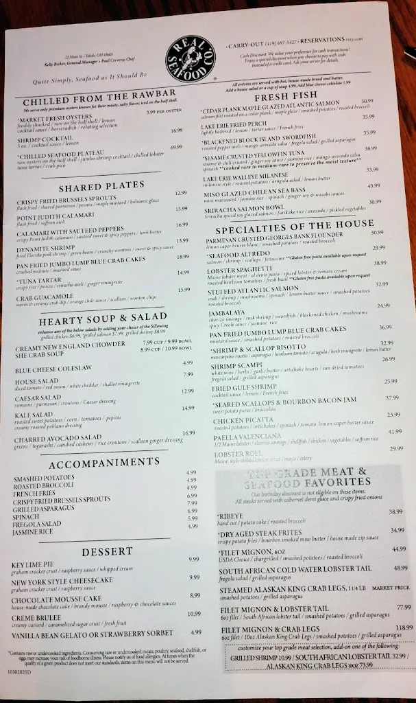 Menu_Real Seafood Company - Toledo,OH_Toledo, OH_image_old_2