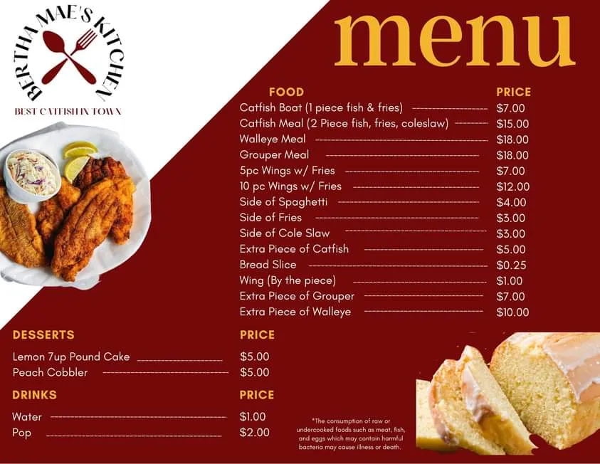 Menu_Bertha Mae's Kitchen_Toledo, OH_image_old_1