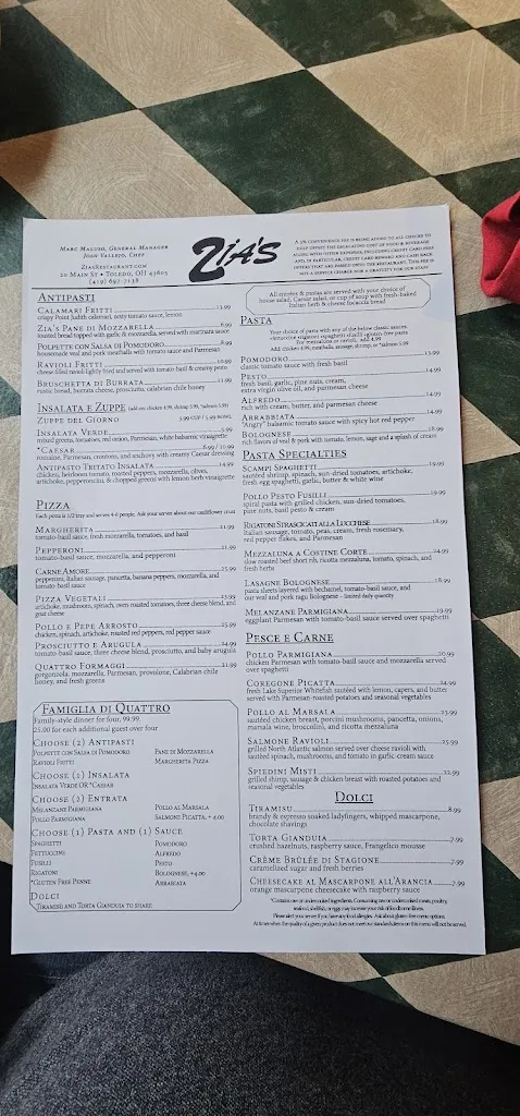 Menu_Zia's_Toledo, OH_image_old_1