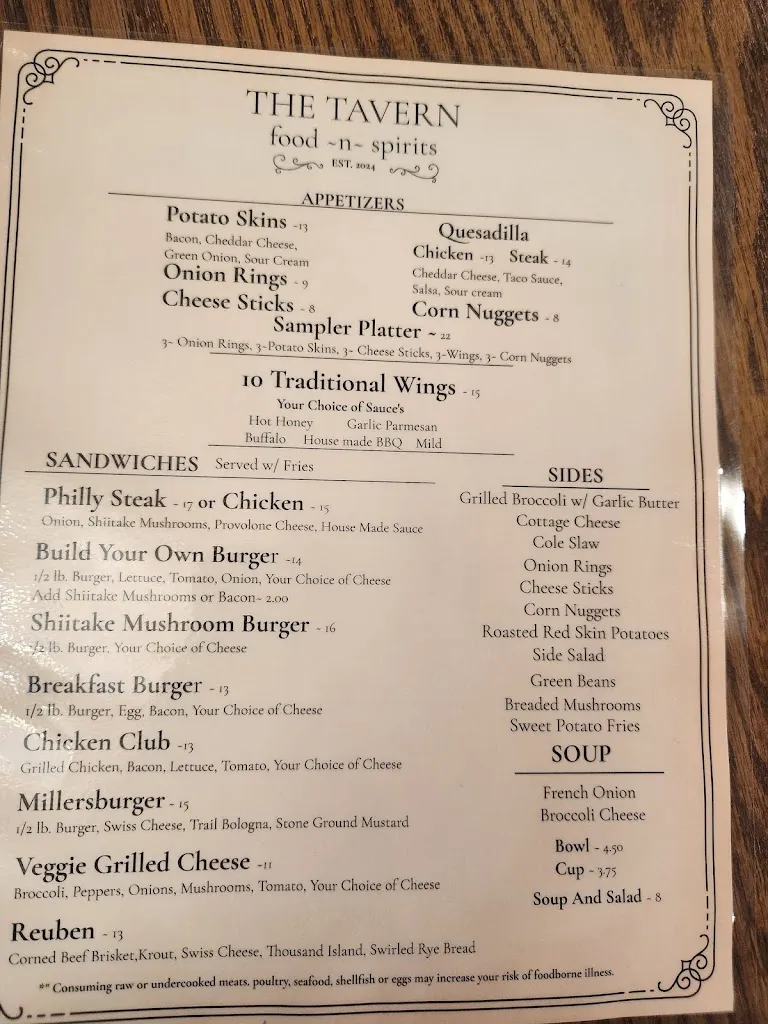 Menu_The Tavern at Hotel Millersburg, OH_Millersburg, OH_image_old_1