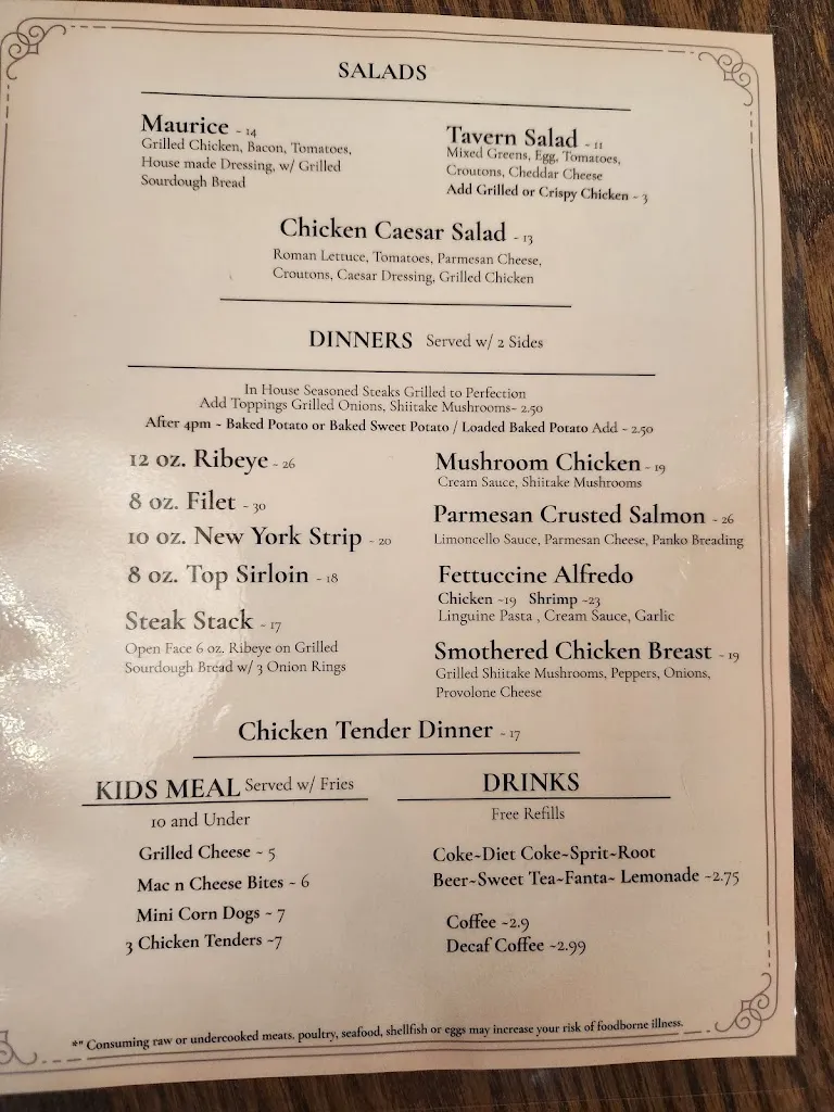 Menu_The Tavern at Hotel Millersburg, OH_Millersburg, OH_image_old_2