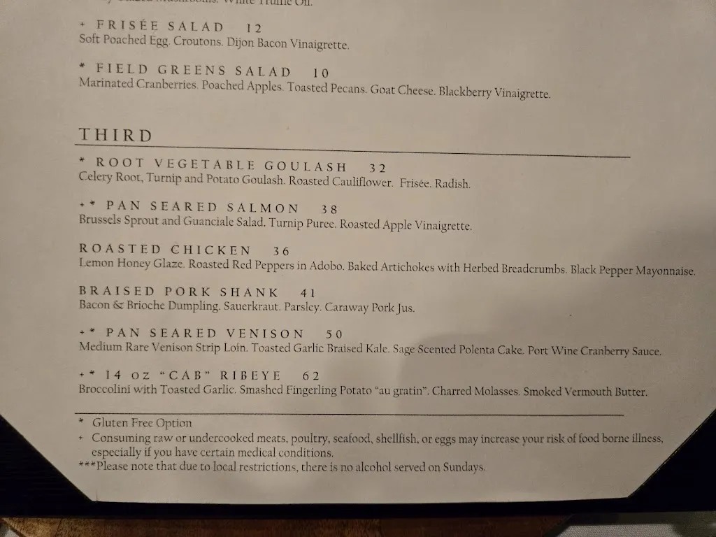 Menu_Tarragon at The Inn at Honey Run_Millersburg, OH_image_old_2
