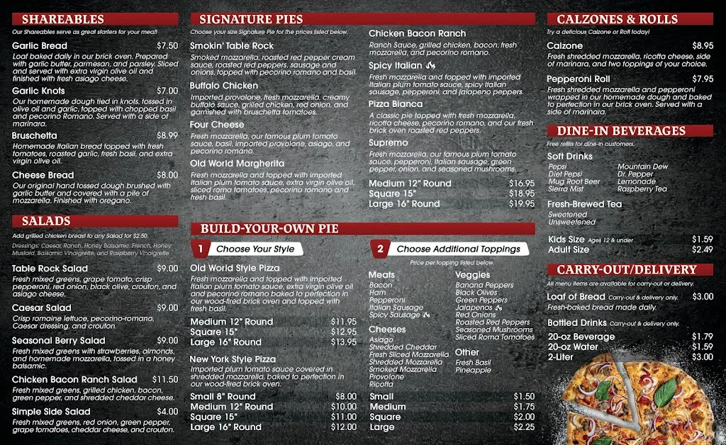 Menu_Table Rock Pizzeria_Millersburg, OH_image_old_2