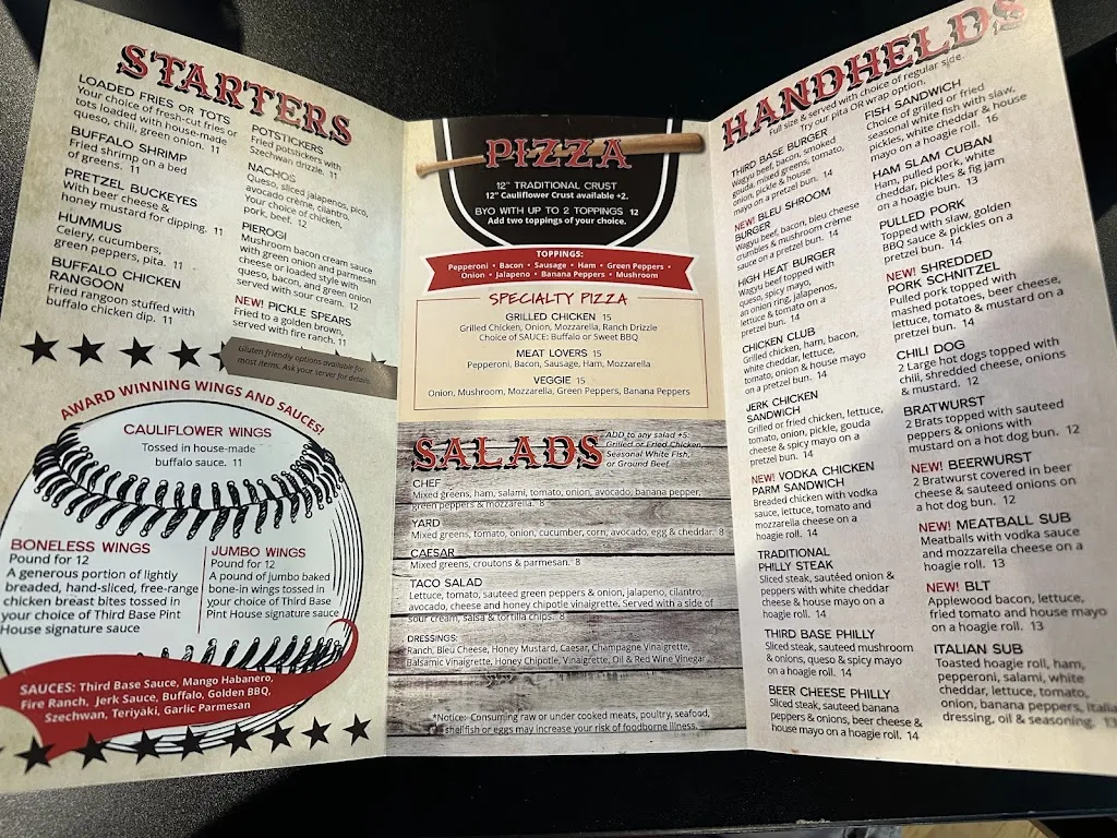 Menu_Third Base Pint House-Powell_Powell, OH_image_old_1