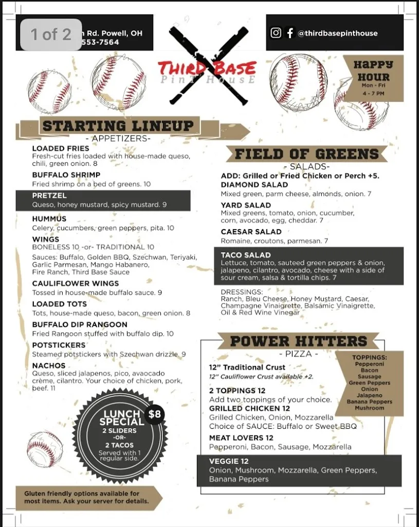 Menu_Third Base Pint House-Powell_Powell, OH_image_old_3