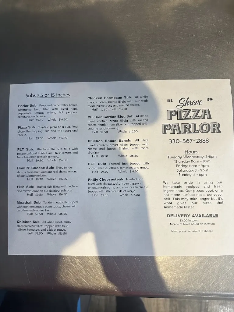 Menu_Pizza Parlor_Shreve, OH_image_old_2