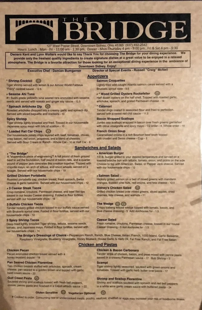 Menu_The Bridge Restaurant - Sidney, OH_Sidney, OH_image_old_2