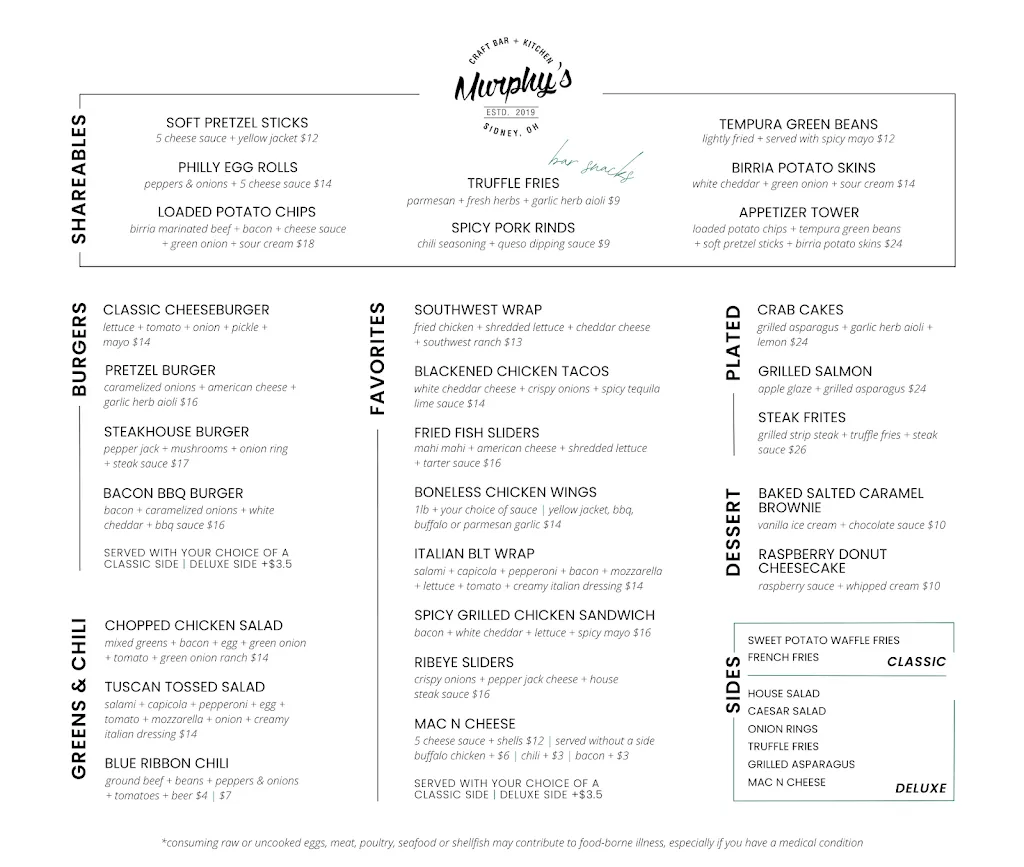 Menu_Murphy’s Craft Bar + Kitchen_Sidney, OH_image_old_2