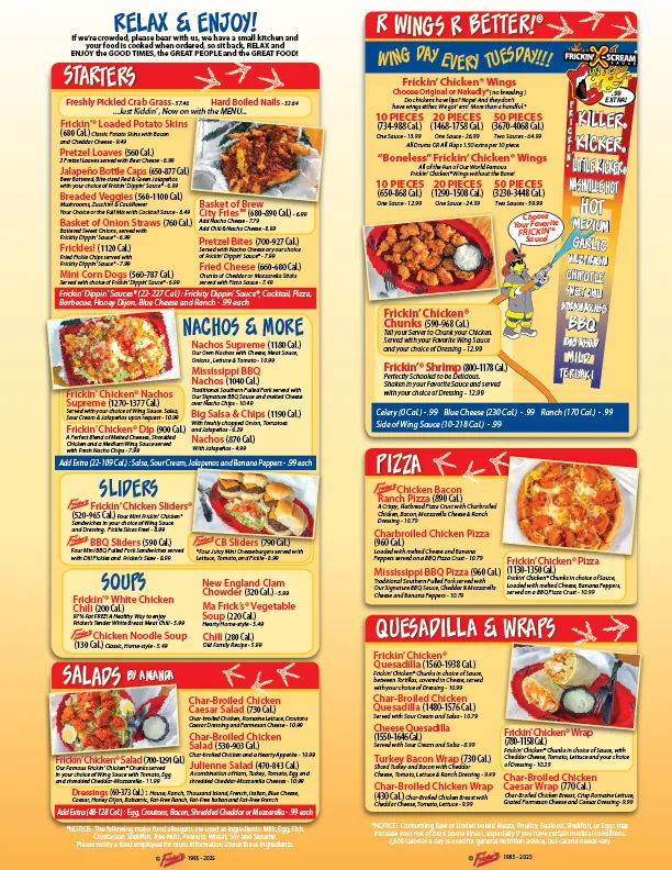 Menu_Fricker's Sidney_Sidney, OH_image_old_2