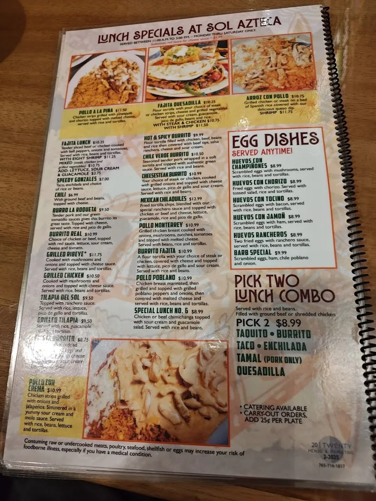 Menu_Sol Azteca_Sidney, OH_image_old_1
