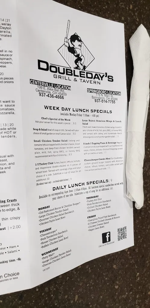 Menu_Doubleday's Grill &Tavern_Springboro, OH_image_old_2