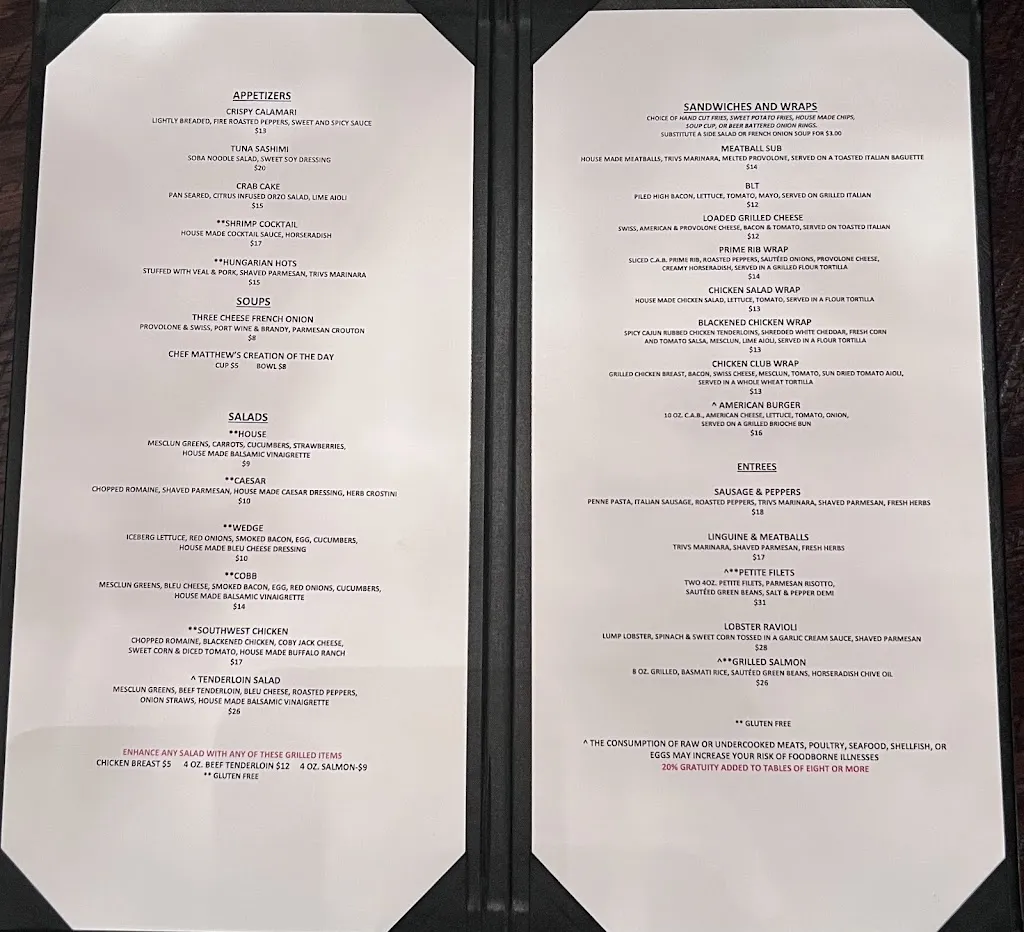Menu_Trivs Restaurant and Lounge_Strongsville, OH_image_old_1