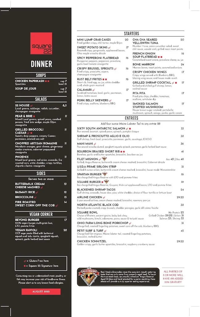Menu_Square 22 Restaurant and Bar_Strongsville, OH_image_old_1