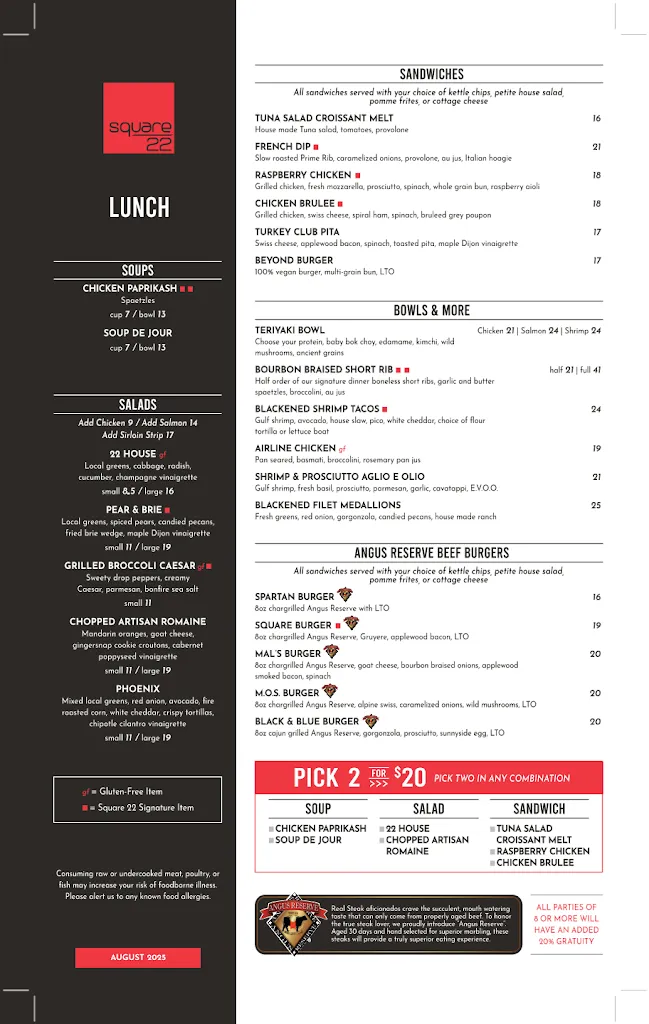 Menu_Square 22 Restaurant and Bar_Strongsville, OH_image_old_2