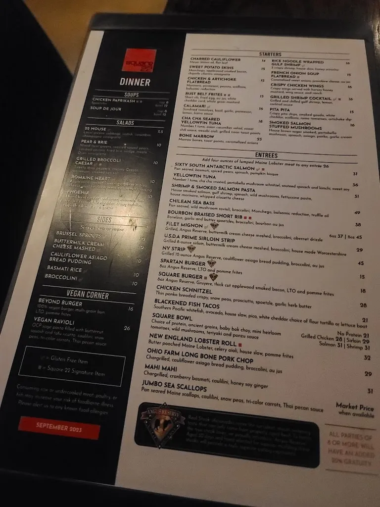Menu_Square 22 Restaurant and Bar_Strongsville, OH_image_old_3