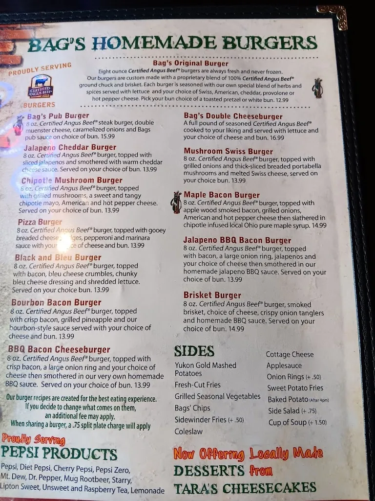 Menu_Bags Sports Pub Sugarcreek_Sugarcreek, OH_image_old_2