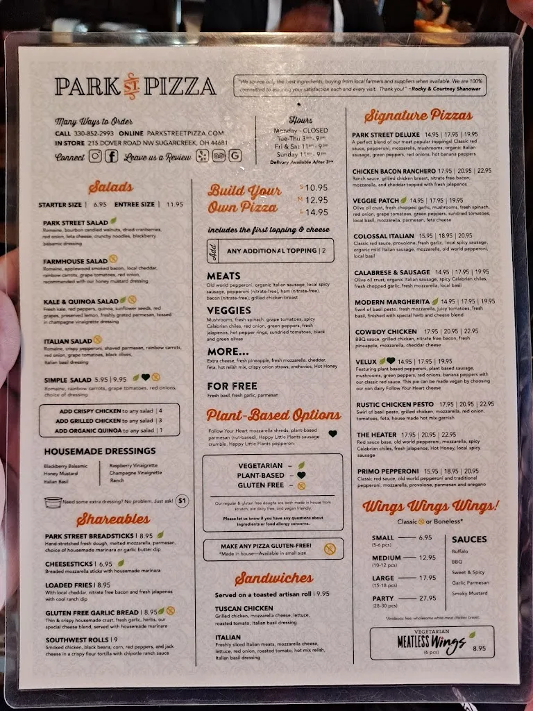 Menu_Park Street Pizza_Dover Rd NW, Sugarcreek_image_old_1