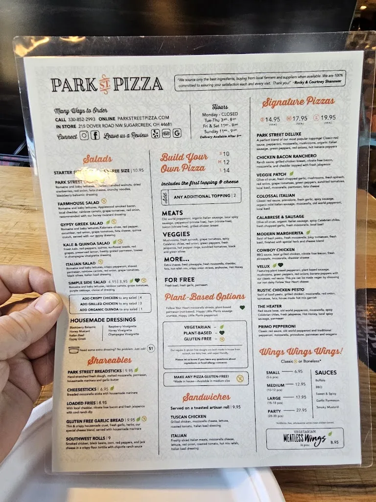 Menu_Park Street Pizza_Dover Rd NW, Sugarcreek_image_old_2