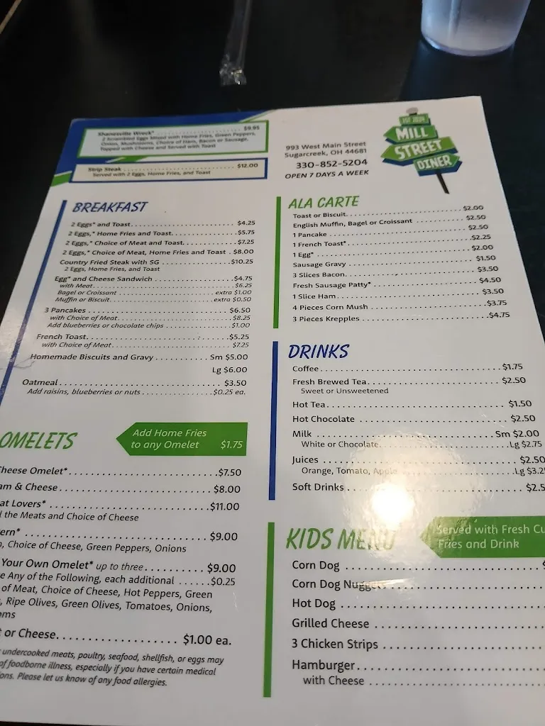 Menu_Mill Street Diner_Sugarcreek, OH_image_old_3