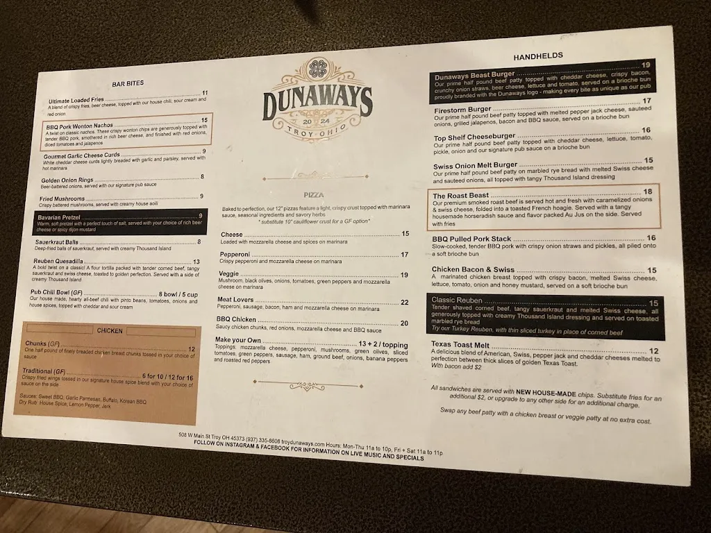 Menu_Dunaways_Troy, OH_image_old_2