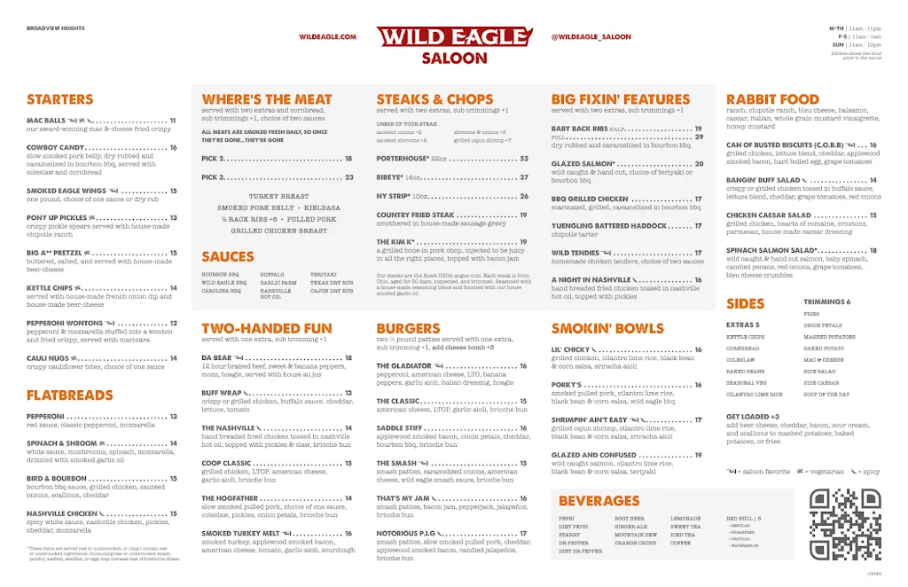 Menu_Wild Eagle Steak & Saloon Broadview_Broadview Heights, OH_image_old_1