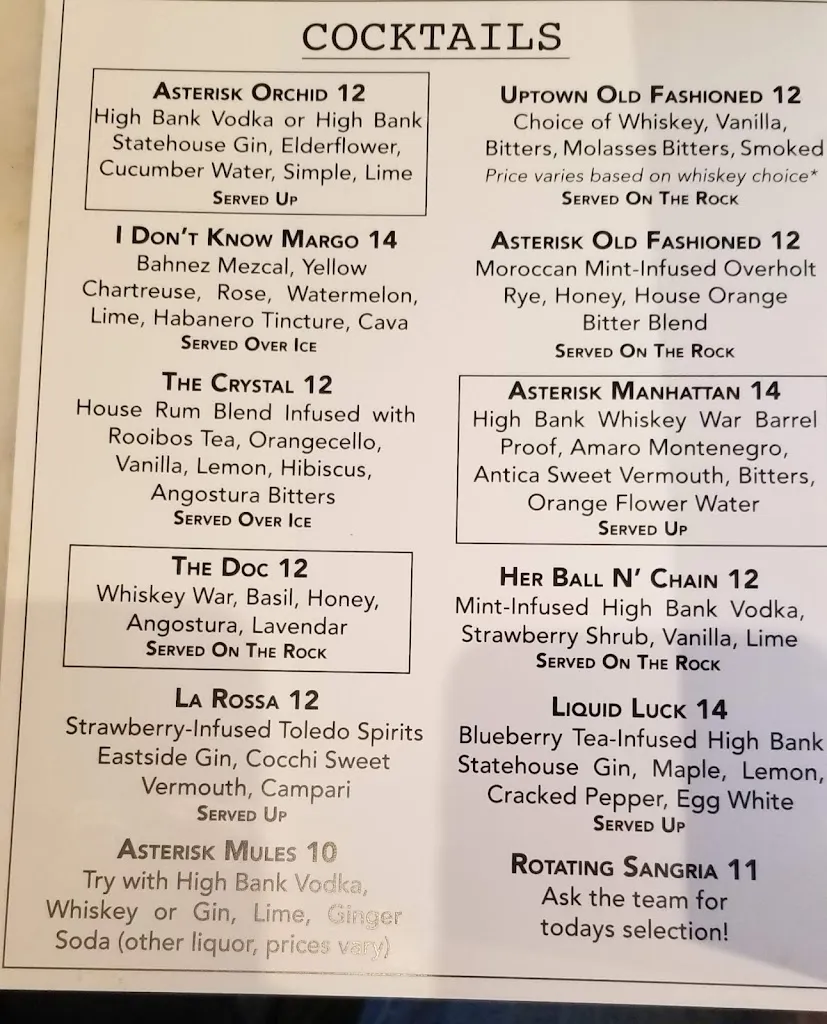 Menu_Asterisk Supper Club_Westerville, OH_image_old_2