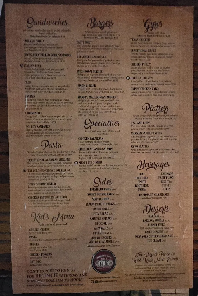 Menu_Jimmy V's Grill & Pub_Westerville, OH_image_old_2