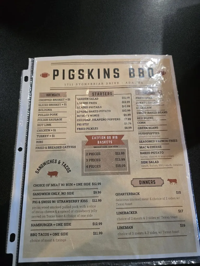 Menu_Pigskins BBQ_Ada, OK_image_old_1