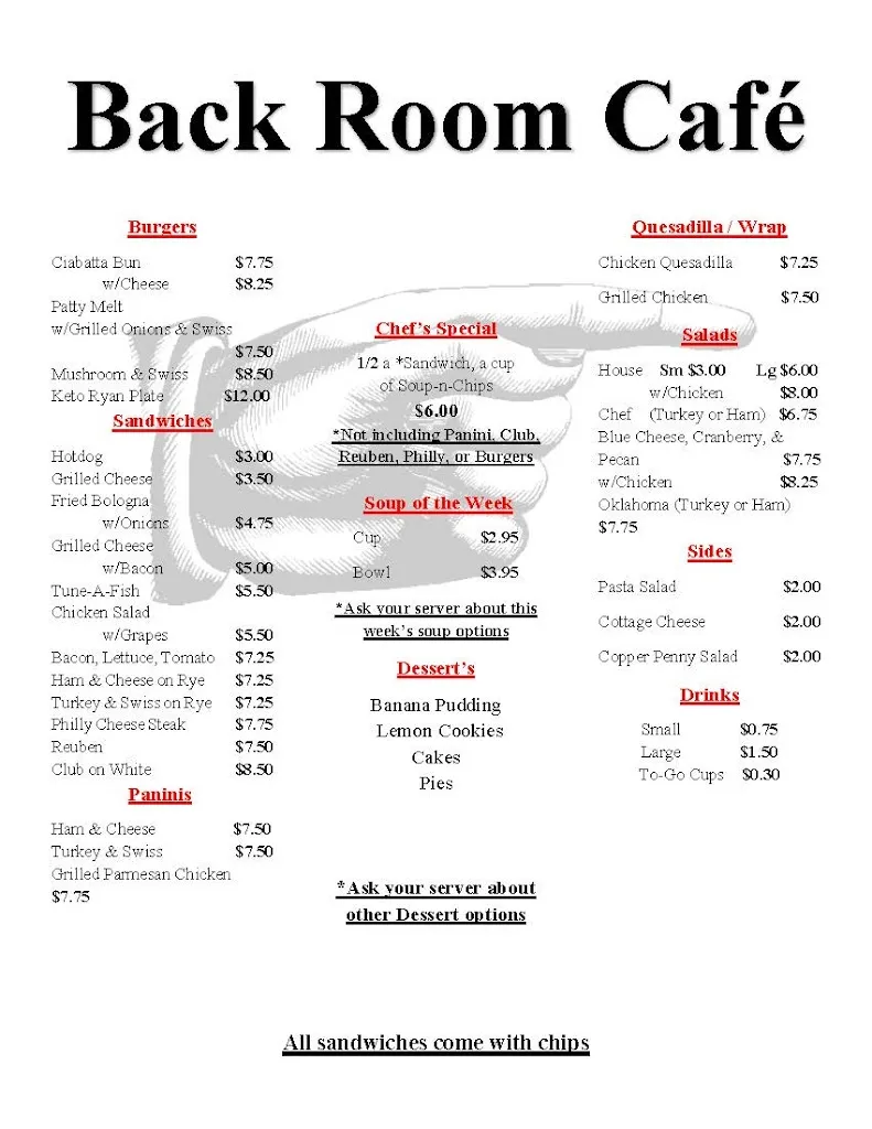 Menu_Backroom Cafe_Cushing, OK_image_old_1