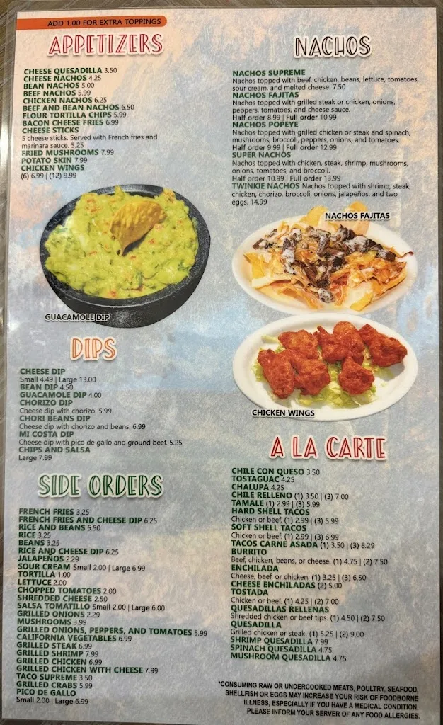 Menu_Mi Costa Mexican Restaurant_Manchester, KY_image_old_1