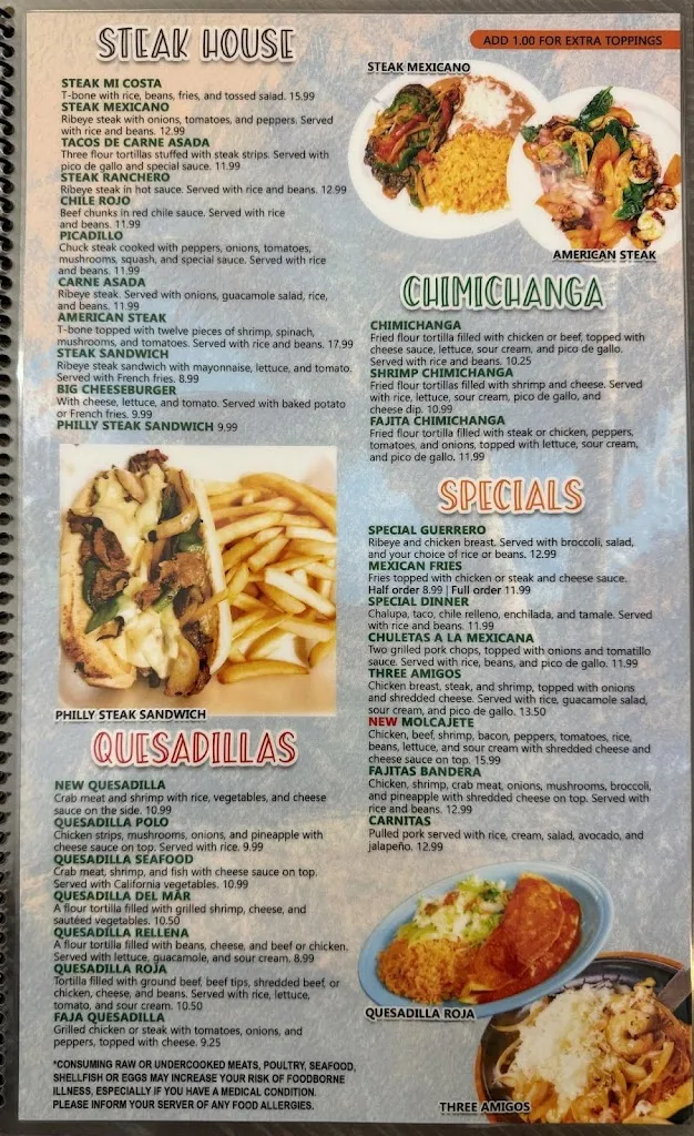 Menu_Mi Costa Mexican Restaurant_Manchester, KY_image_old_3