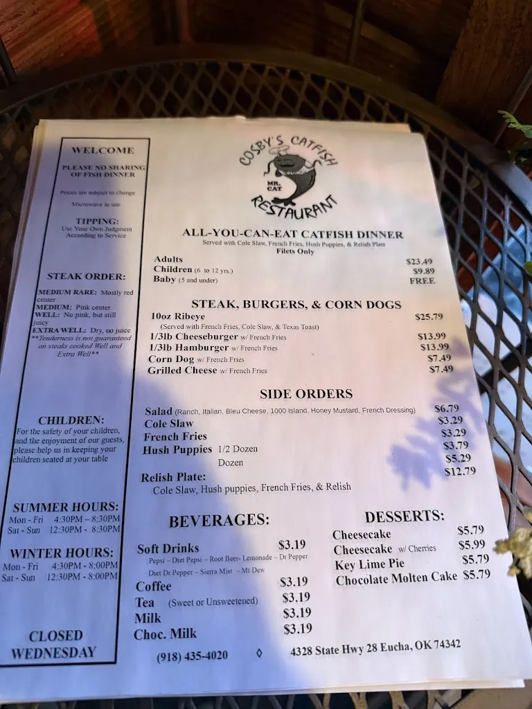 Menu_Cosby's Catfish Restaurant_Eucha, OK_image_old_3